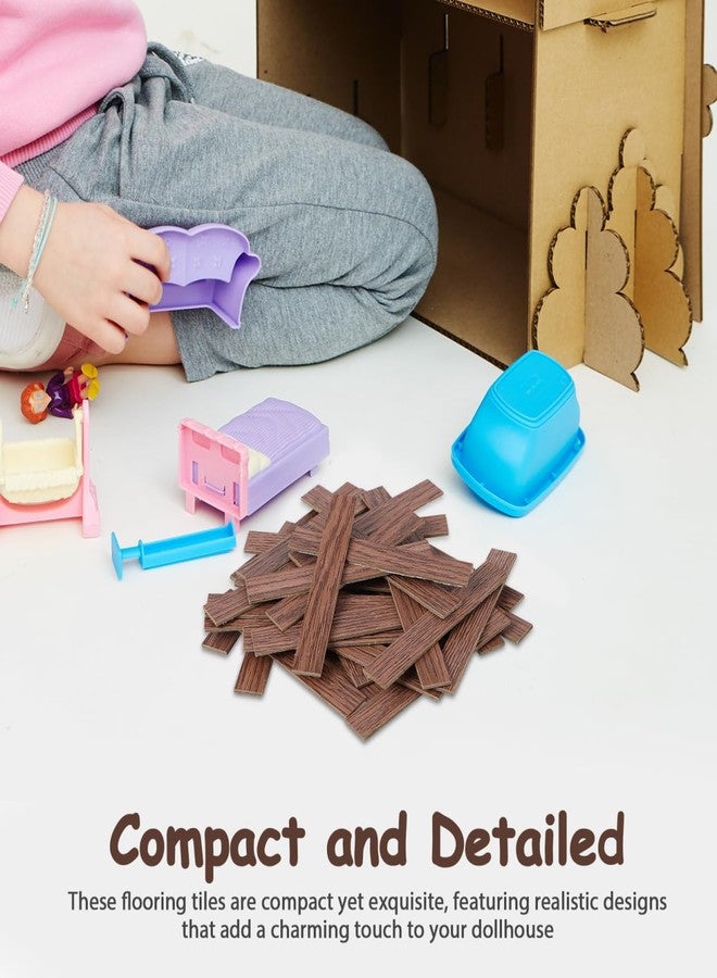 VICASKY 40 Pcs Peel and Stick Dollhouse Flooring - Self Adhesive Dark Walnut Wood Vinyl Planks for DIY Miniature House, Crafts, Room Box & Model Train Scenery | Easy Cut, Realistic PVC Tile - Image 5